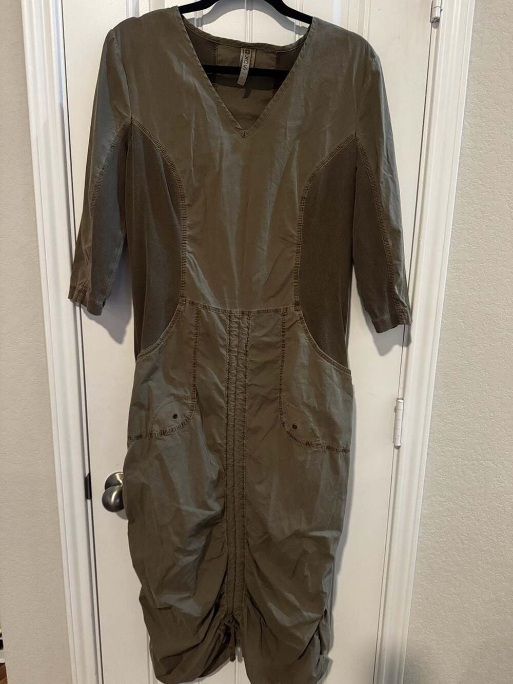 XCVI Ruched‎ Dress Olive Cargo Style 3343 lagen look steampunk gorpcore